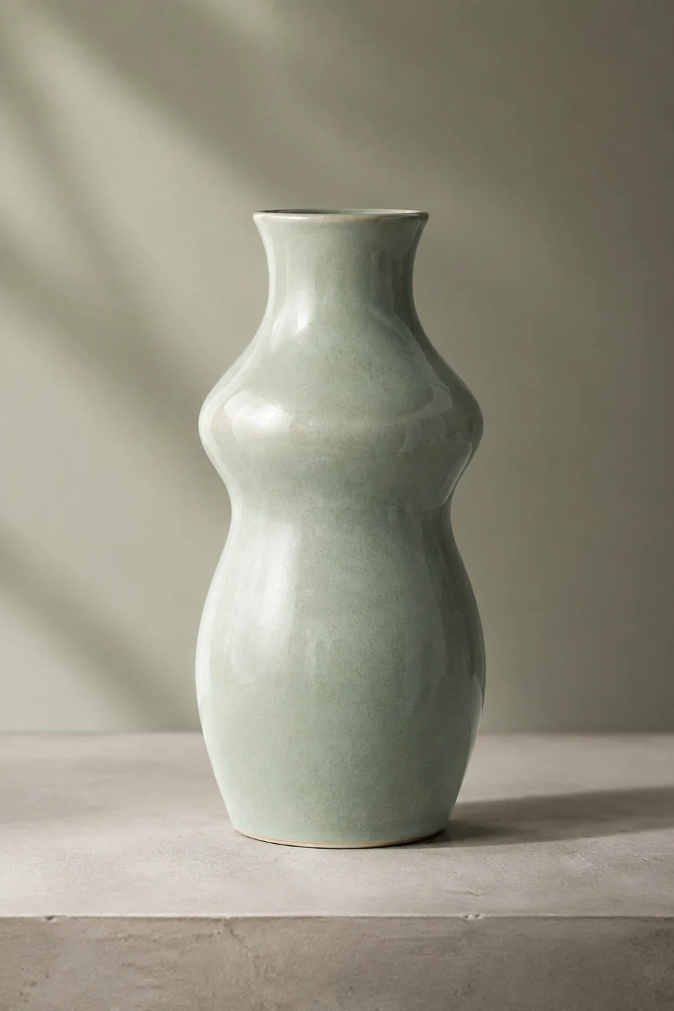 Mizu celadon vase with a sculptural silhouette