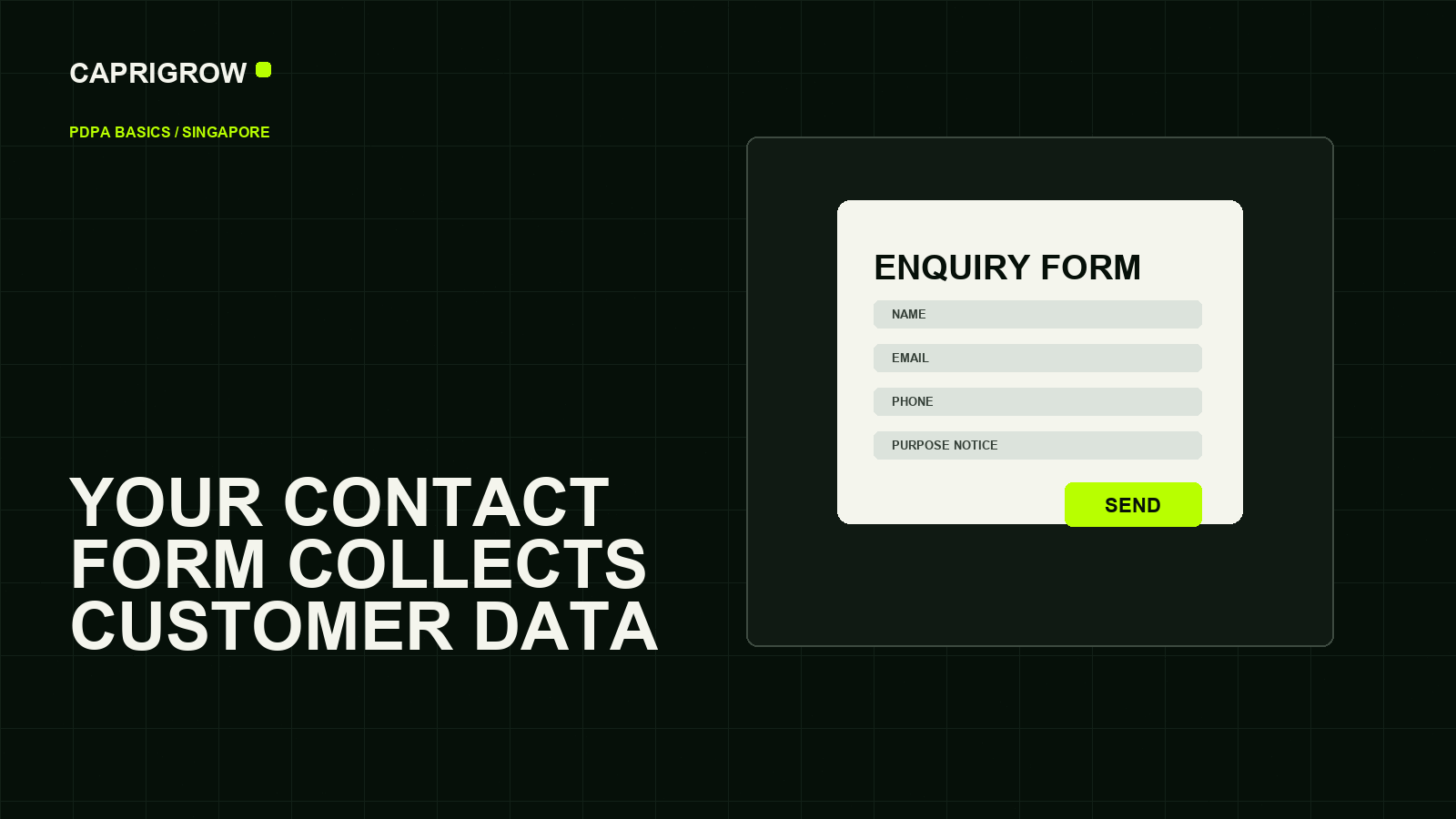 Singapore website form privacy checklist for purpose consent storage and follow up